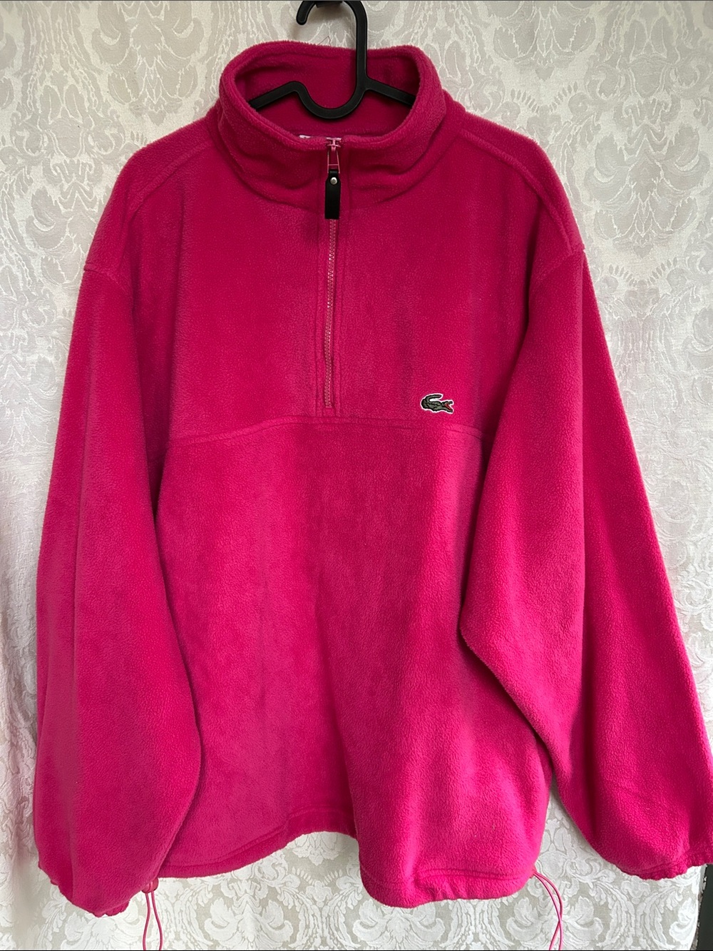 Lacoste Women's Hot Pink Half-Zip Fleece Pullover size XL